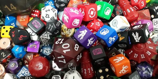 Piles of game dice