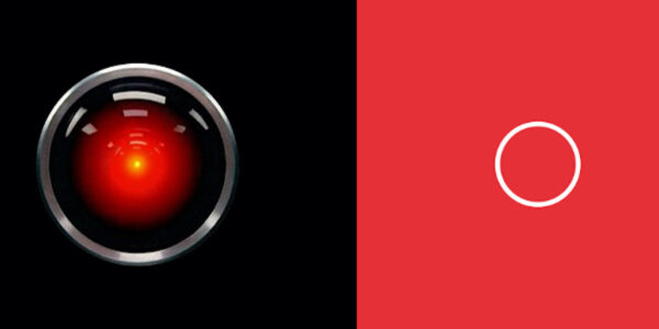 Visual representations of HAL 9000 computer from 2001, and the voice from the movie Her.