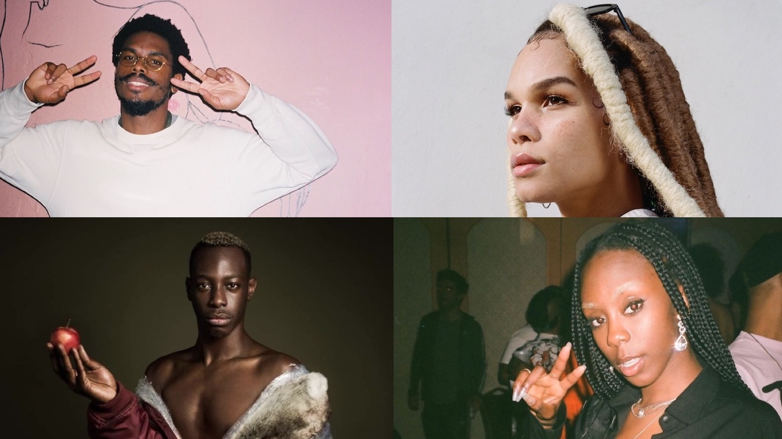 A quad image of four DJs