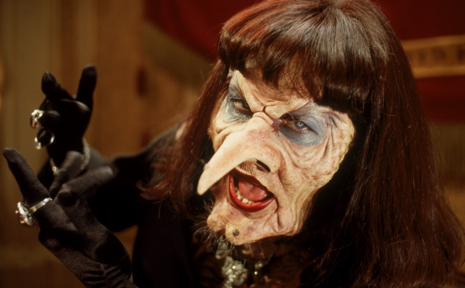 close up of a grotesque witches face