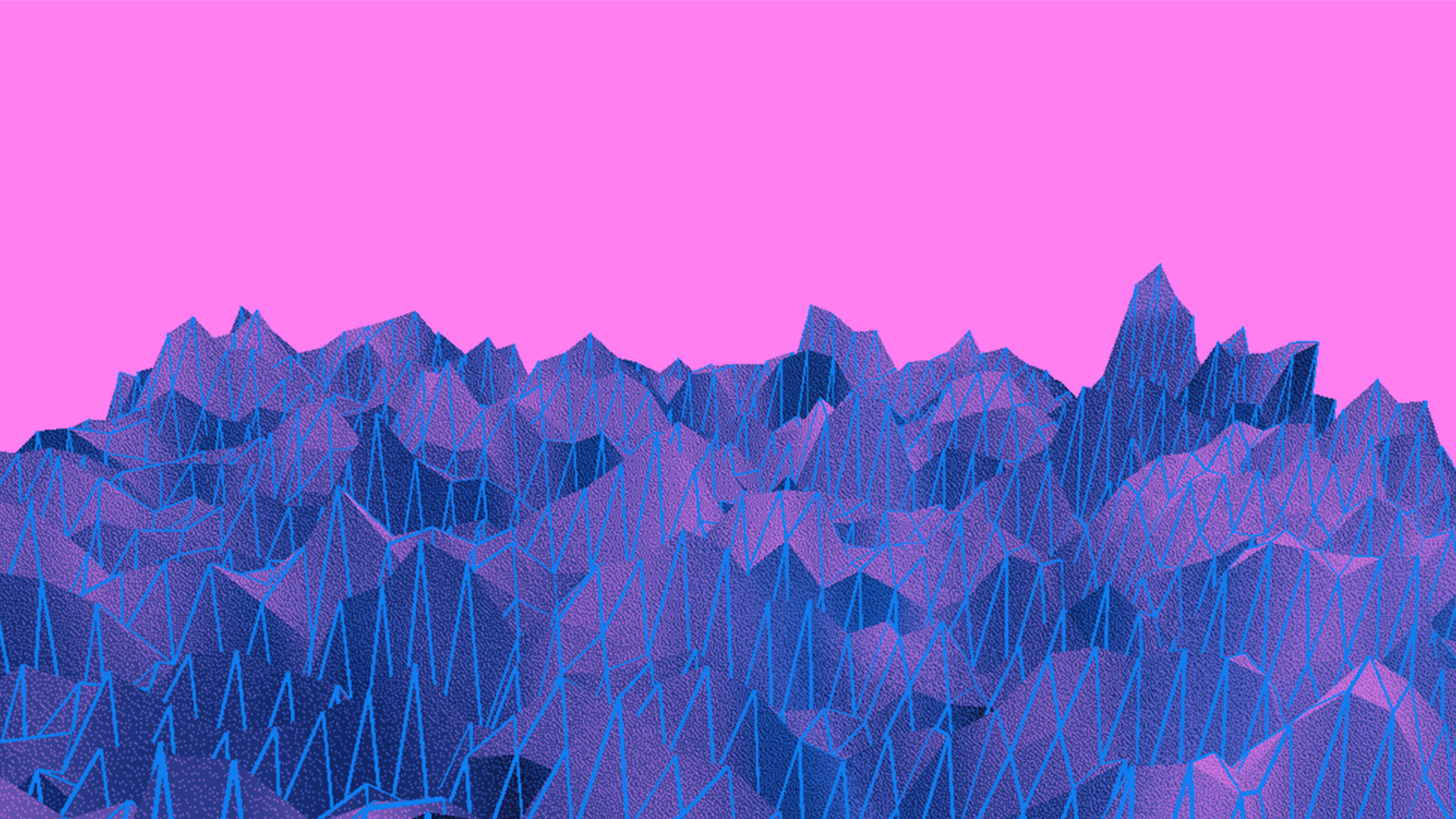 image in pink and purple created with code, appearing as a landscape with pink sky and purple mountain range